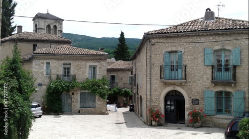 Fototapeta Naklejka Na Ścianę i Meble -  Charming stone village architecture france travel photography quaint streets scenic viewpoint european heritage