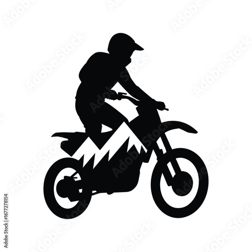 Dirt Bike Rider in Mid-Air, Black and White Graphic


