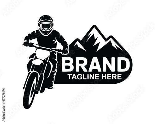 Motocross Bike and Rider Leaping - Black and White