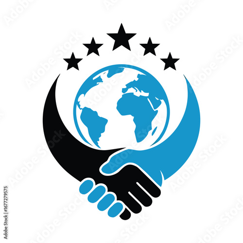 Global Partnership and Collaboration Graphic,Human hands protect a glowing blue and green earth globe