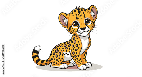 Adorable Cartoon Cheetah Cub Illustration for Childrens Content