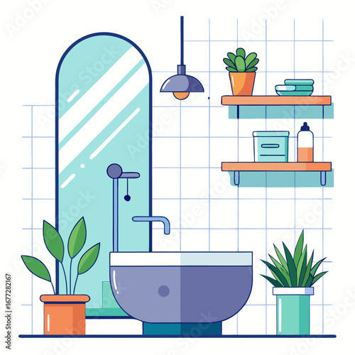 Stylish Shower Room Vector