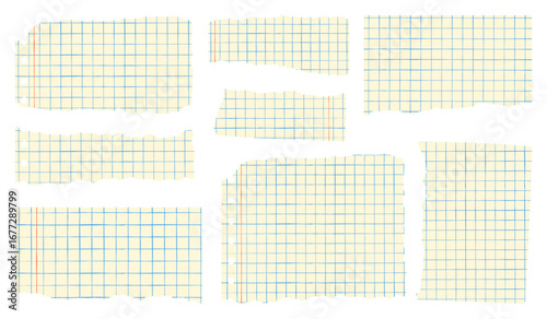 Torn tear paper pieces set. Trendy elements collection for collage. 