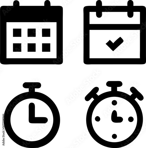 Organize your life with intuitive calendar and clock icons for seamless scheduling and time management.