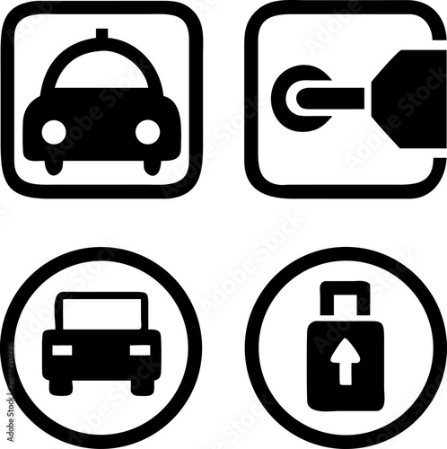 Modern icons for car services and luggage handling, perfect for travel and transportation apps