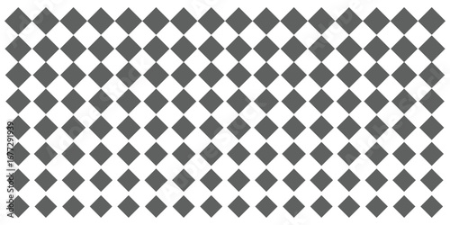 Seamless harlequin pattern with black diamonds on a white background.