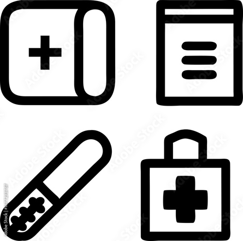 Medical icons representing health, treatment, and care, ideal for healthcare design projects