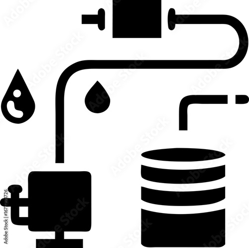 Precision fluid transfer system icon for industrial process and chemical engineering applications