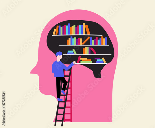 Mental library memory storage illustration