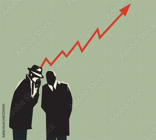 Stock market rumor, speculation about market trend illustration