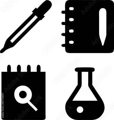 Explore scientific research and discovery with these essential lab icons for innovation and development projects.