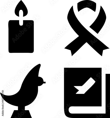 Memorial symbols of remembrance, love, and hope, representing loss, grief, and commemoration