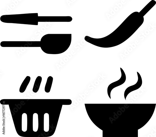 Modern food icons for restaurant menus, recipes, culinary blogs, and cooking websites