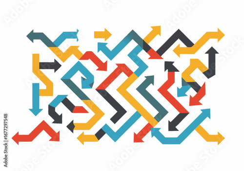 Abstract Colorful Intertwined Arrows Pattern.
