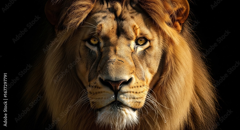 Fototapeta premium Majestic lion face close up