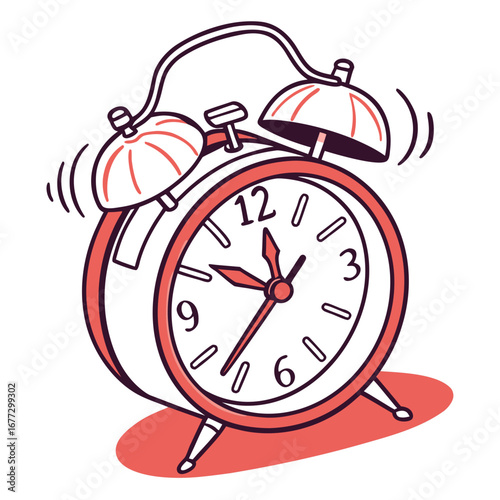 red alarm clock isolated on white