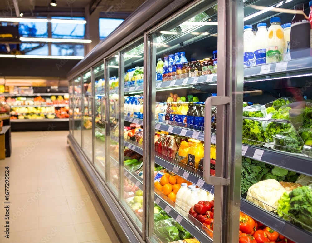 Fototapeta premium refrigerator rack in a supermarket