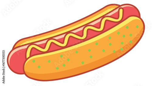 Flat design hot dog with mustard and relish food illustration