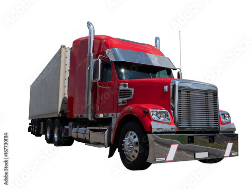 American Truck with trailer png sticker isolated on transparent background