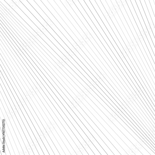 Diagonal striped illustration. Repeated grey slanted lines on white background. Surface pattern design with linear ornament. Disco lights motif. Stripes wallpaper. Angle rays. Pinstripes vector art.