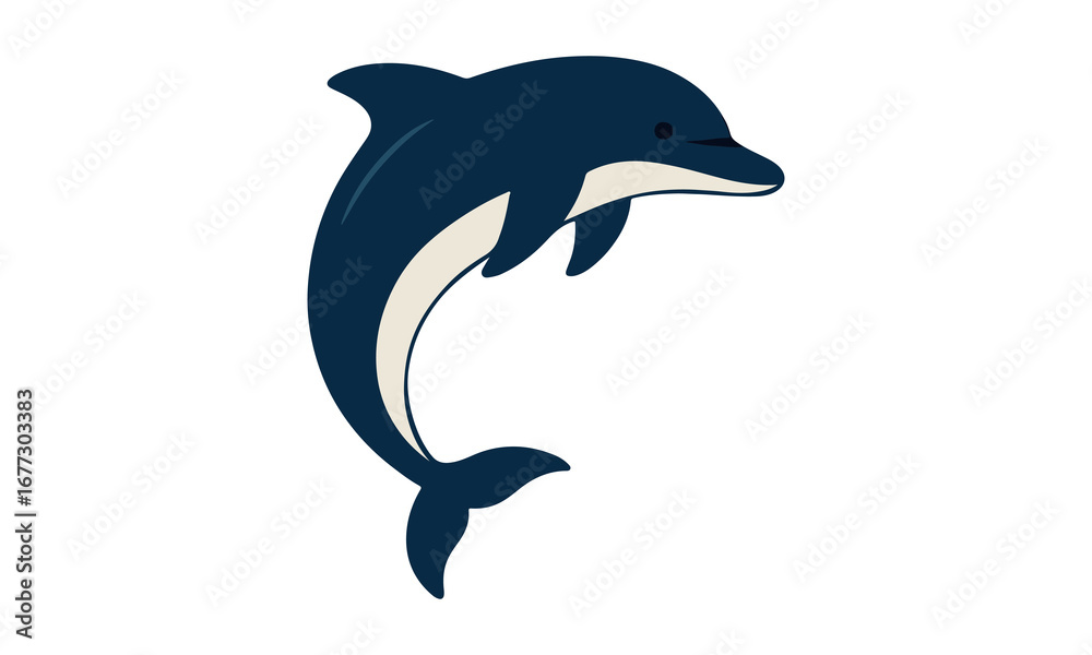 Obraz premium Dolphin fish animal silhouette. Dolphin vector. Dolphin in silhouette. Dolphin line icon. 