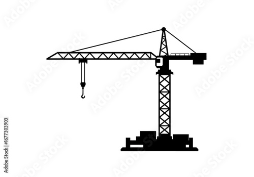Construction Crane Silhouette Illustration.