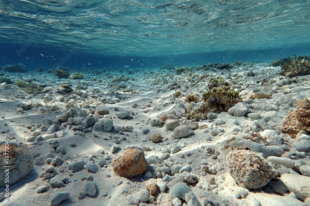 Obraz premium Underwater Seascape Tropical Shallow Reef Sand Bottom