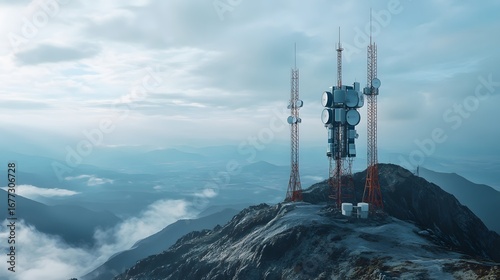 21. Communication towers on a mountaintop