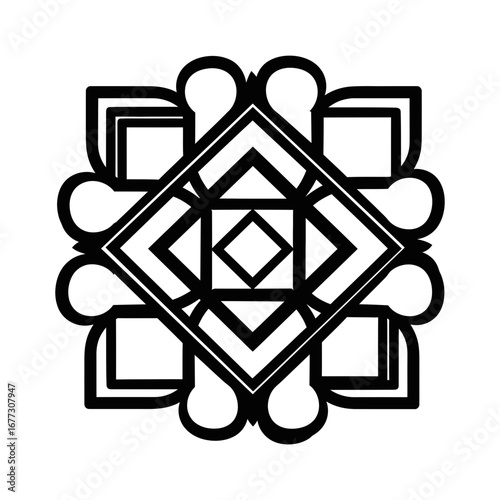 Elegant Abstract Geometric Pattern with Symmetrical Lines and Shapes on a White Background for Design Projects