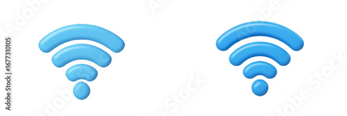 Blue Wi-Fi Signal Strength Icons. Modern 3D Icon Set