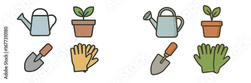 Gardening Tools and Plant Icons. Modern 3D Icon Set