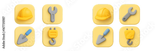 Construction and Repair Tools Collection. Modern 3D Icon Set