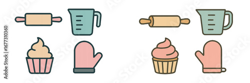 Baking Utensils and Sweet Treats. Modern 3D Icon Set