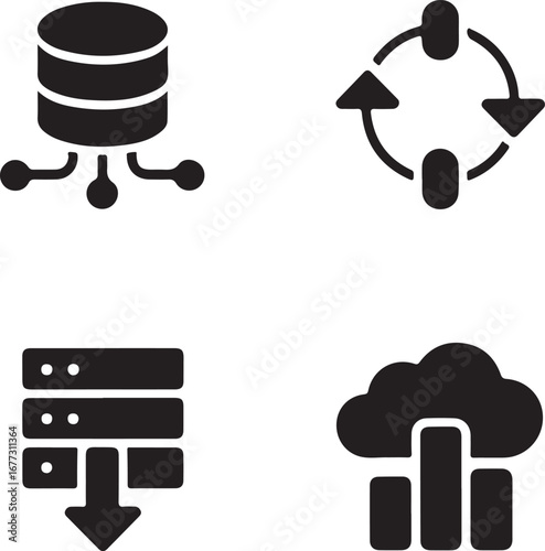 Blue icons vector set for oil and gas industry business communication concept