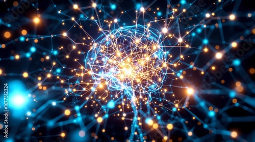 x-default Abstract Brain Neural Network, Artificial Intelligence, Global Network, Data Connection, Digital Brain Concept