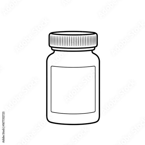 Minimalist Outline of a Medicine Bottle for Healthcare and Pharmaceutical Use