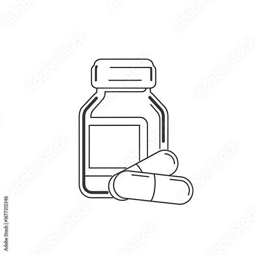 Minimalist line icon representing female gut health and wellness, a healthy stomach with a checkmark for good digestion and diet