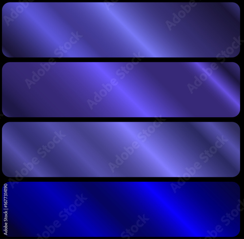 A set of dark blue metallic gradients. Metallic gradient effects for the design of texts and bulletin boards, infographics. Metallic flag. EPS 10 Vector