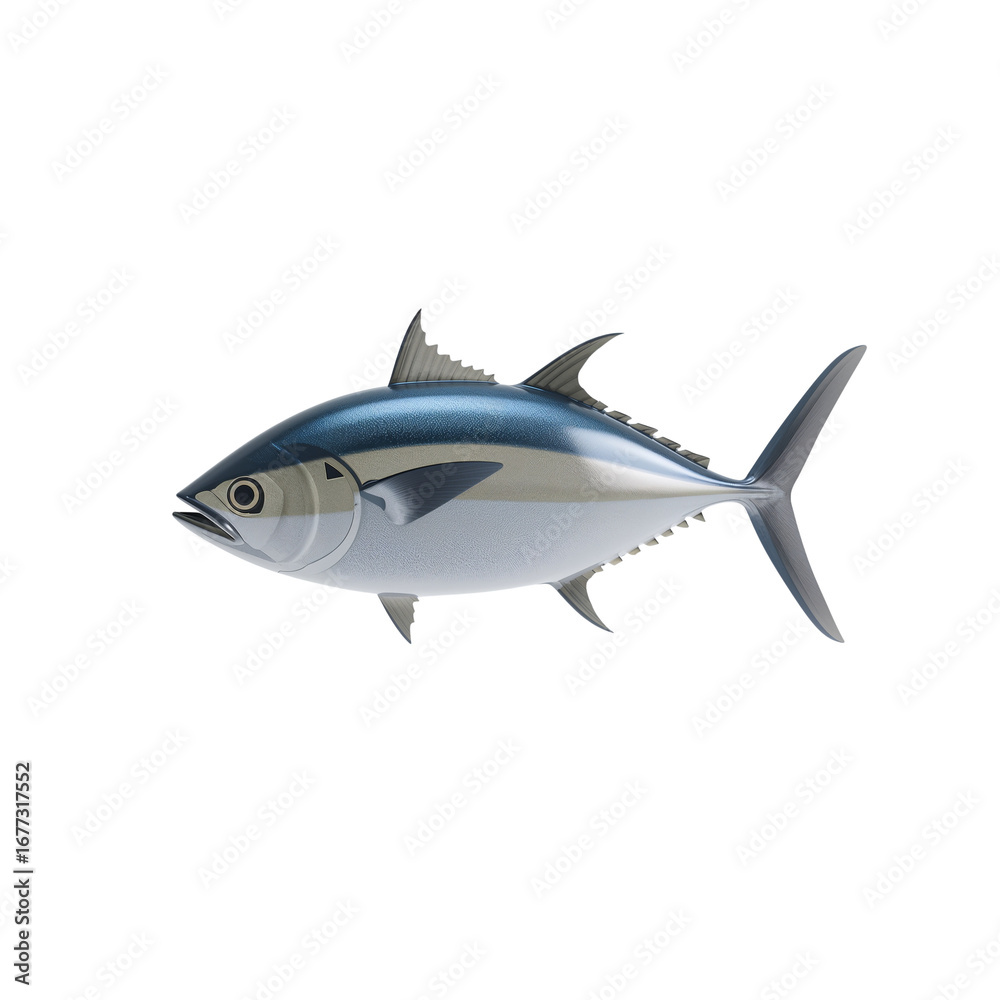 Naklejka premium Silver and Blue Tuna Fish Illustration Swimming in an Isolated Environment