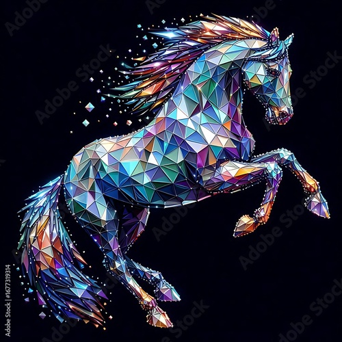 Prismatic Gem Horse in Mid-Leap
