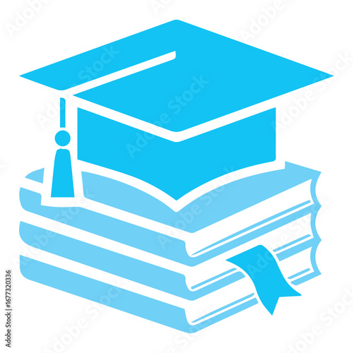 Academic hat and stack of textbooks icon