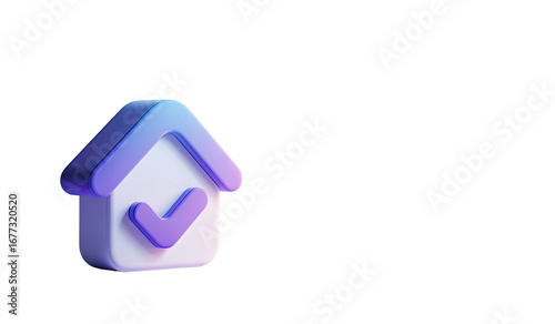 3D stylized house icon with checkmark