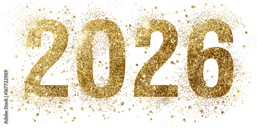 Gold glitter year 2026 graphic