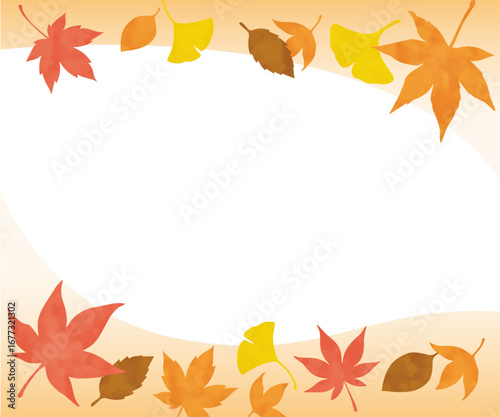 秋のイベントバナー_水彩落ち葉フレーム2