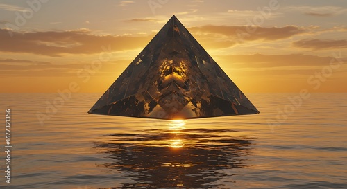 Floating Crystal Pyramid on Water