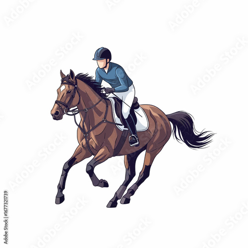 Vector Illustration of Horse Rider in Dynamic Galloping Pose