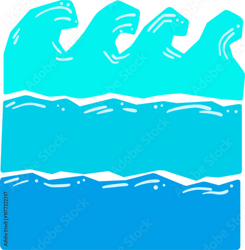 Water wave layer blue color background, banner and template for decoration on coastal living, ocean and nautical concept.