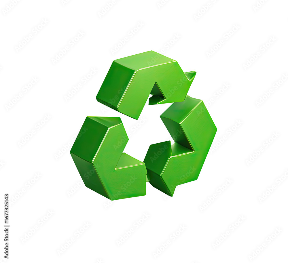 Obraz premium 3D rendering of a green recycling symbol