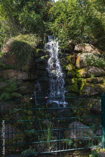 A small waterfall in a park