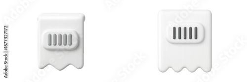 White abstract shape with rounded edges and parallel lines. Modern 3D Icon Set
